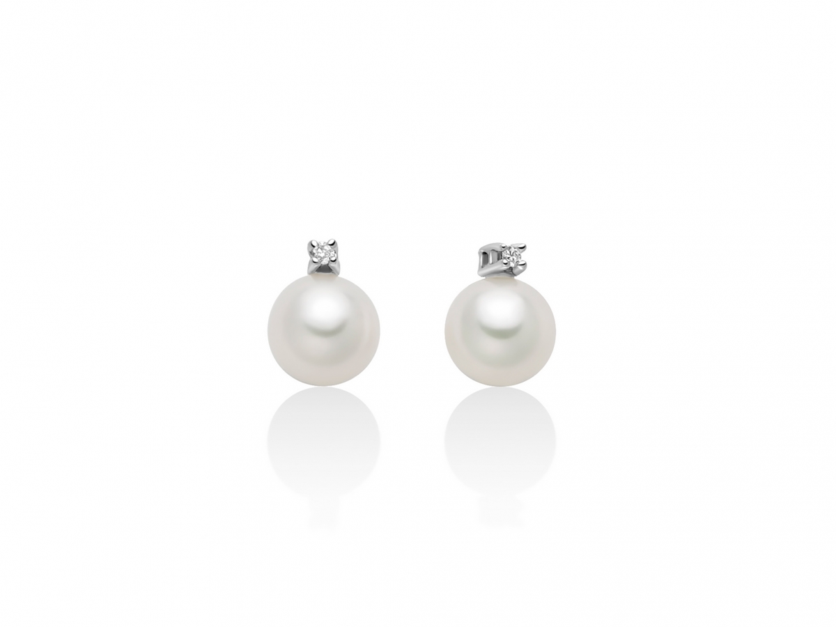 Orecchini Miluna con Perle Naturali e Diamanti da 0.176ct in oro bianco PER2735X
