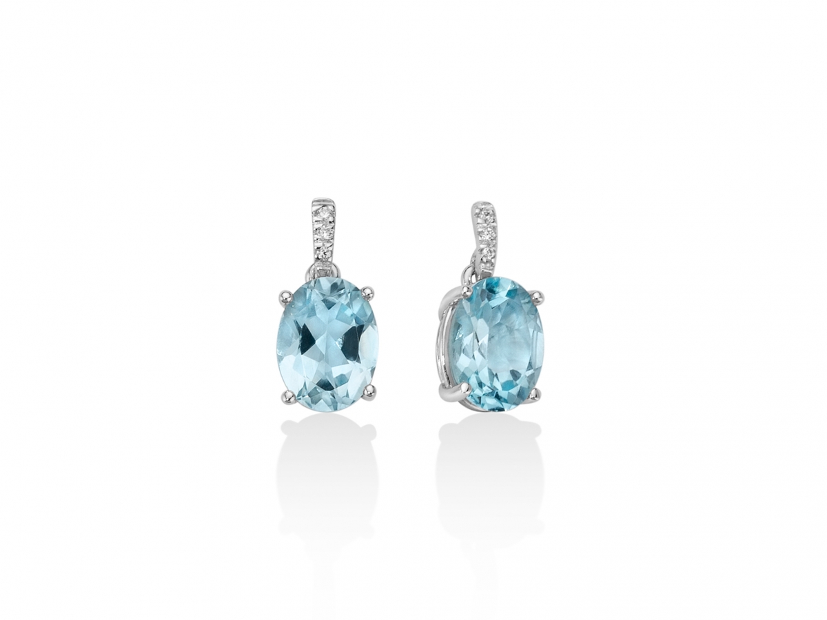 9K White Gold with Topaz and Natural Diamonds Earrings MILUNA