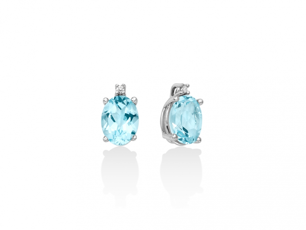 9K White Gold with Topaz and Diamonds Earrings MILUNA