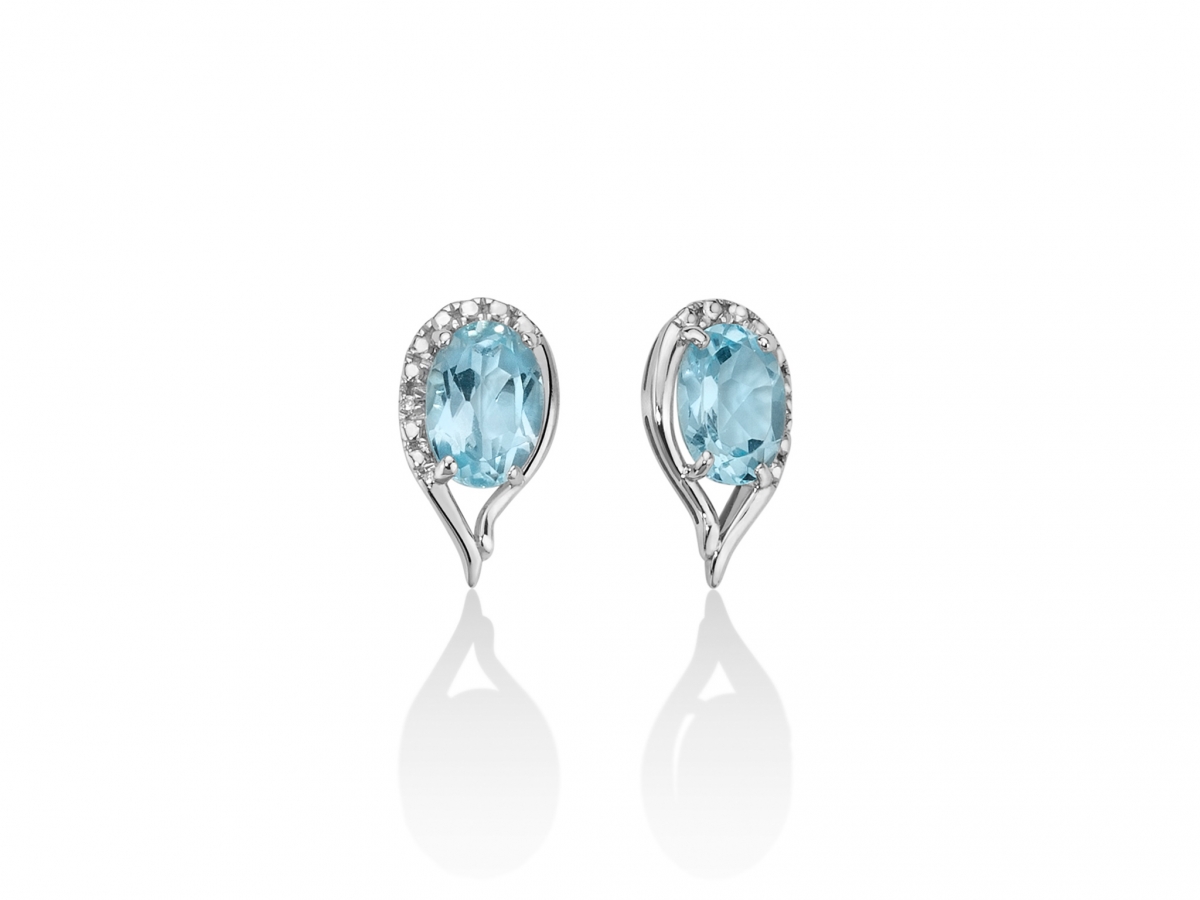 9K White Gold with Topaz and Diamonds Earrings MILUNA