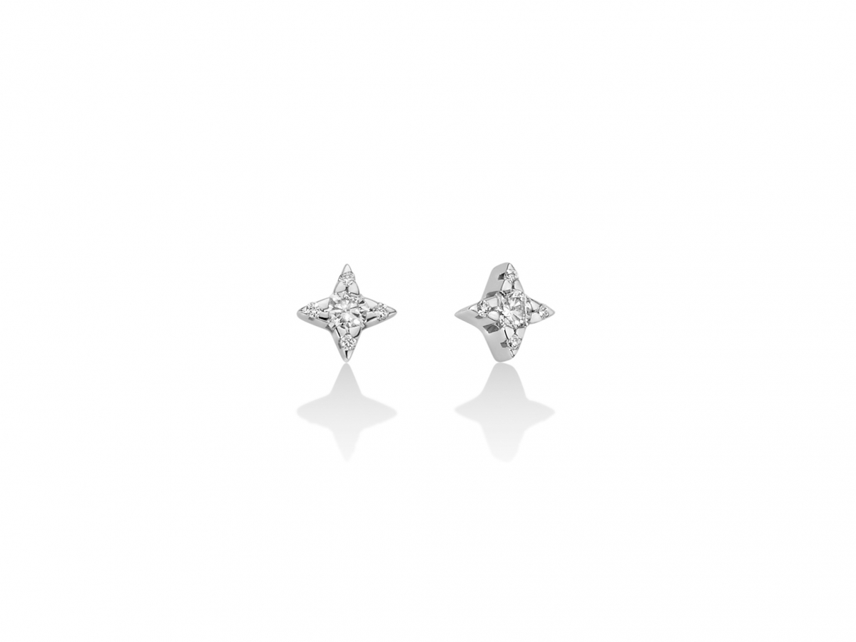 Orecchini Miluna punto luce a Stella con Diamanti Naturali 0.10ct in oro bianco ERD2347