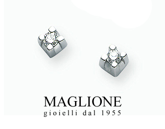 Orecchini Miluna punto luce con Diamanti Naturali 0.08ct in oro bianco ERD498