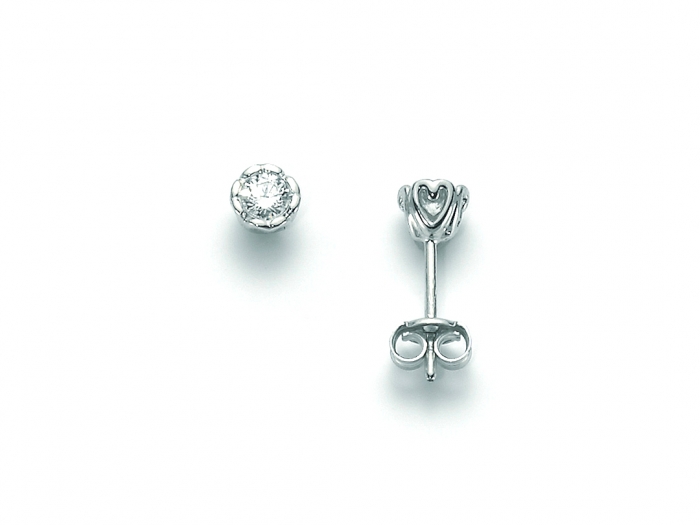 9K White Gold 0.10ct Natural Diamond Solitaire Earrings MILUNA