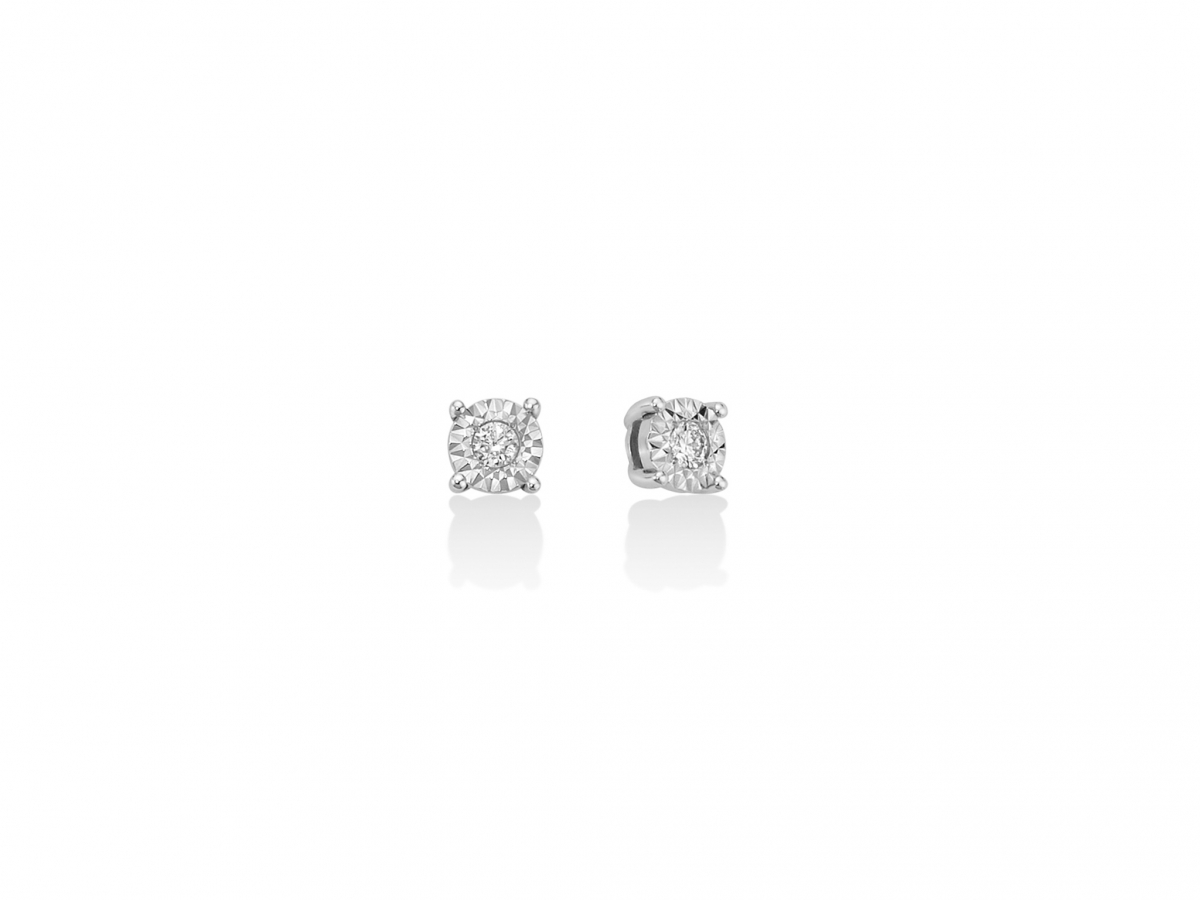 18K White Gold 0.02ct Natural Diamonds Earrings MILUNA