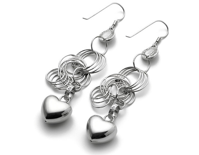 Orecchini pendenti con cuori in argento 925 firmati Maria Cristina Sterling