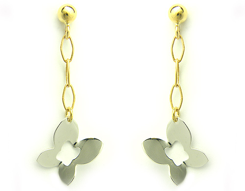 18K White and Yellow Gold Butterfly Earrings