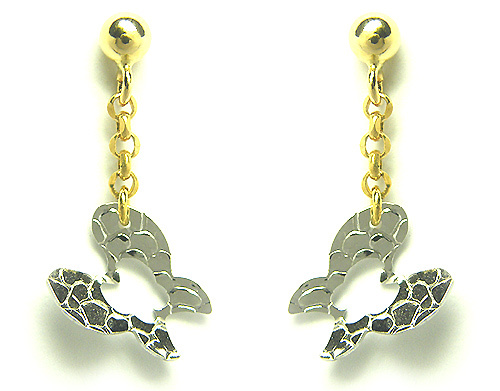 18K White and Yellow Gold Butterfly Earrings