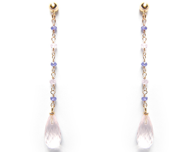 18K Pink Gold Pendant Earring