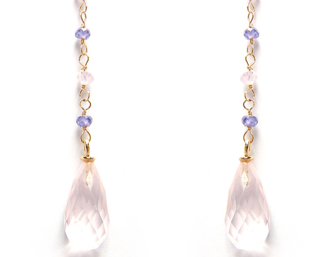 18K Pink Gold Pendant Earring