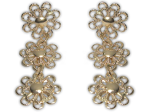 Orecchini pendolo movibili a fiore oro giallo 18kt