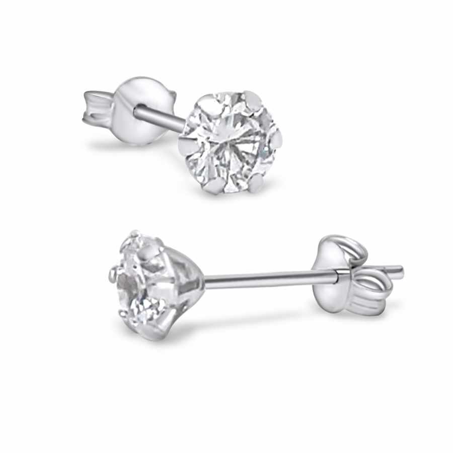 18K White Gold and Cubic Zirconia Earrings