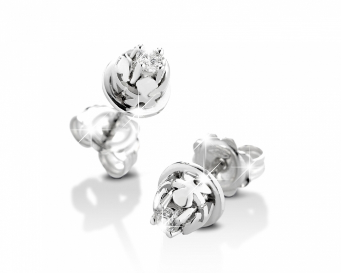 Orecchini Punto Luce Le Bebè - gli Inseparabili - bimbo e bimba in oro bianco 18kt e diamanti da 0.16ct