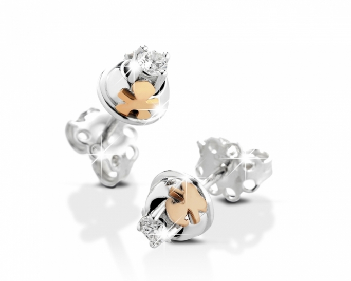 Le Bebè - 18k White Gold with 0.18ct Diamond Boy and Girl Earrings