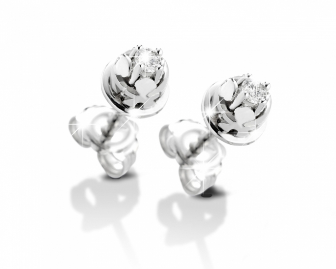 Orecchini Punto Luce Le Bebè - gli Inseparabili - bimbo in oro bianco 18kt e diamanti da 0.16ct