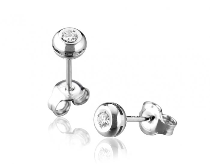 18K White Gold 0.16ct Natural Diamonds Solitaire Earrings