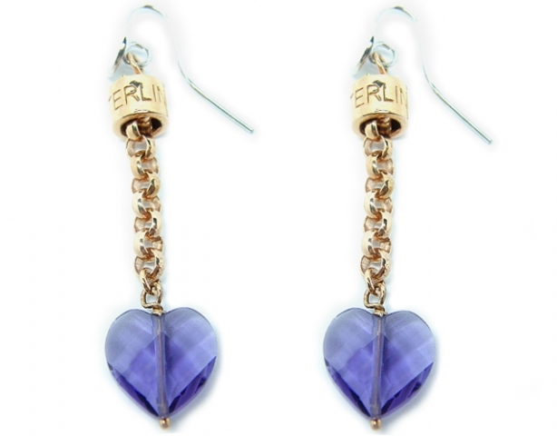 Orecchini Rolo' con cuori pendenti in argento rosa 925 firmati Maria Cristina Sterling