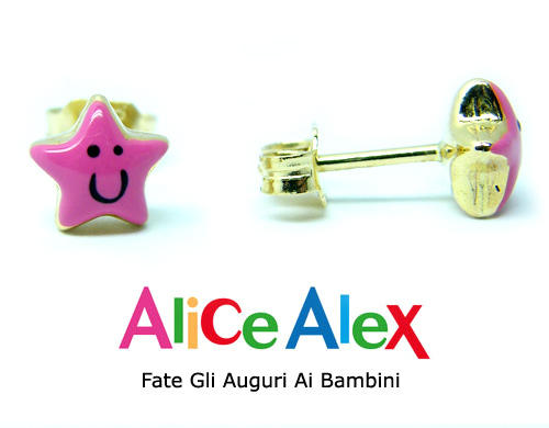 Orecchini Stellina in oro giallo 18kt e smalto a fuoco firmati AliceAlex