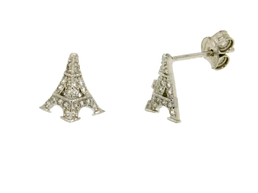 Orecchini Torre Eiffel al lobo in argento 925 e zirconi