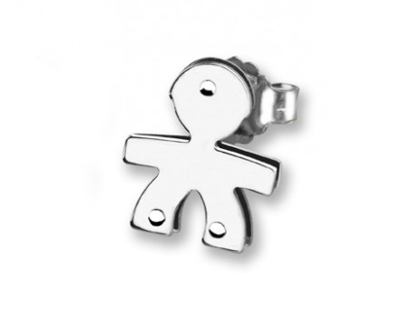Le Bebè - 9K White Gold Boy Earring customizable with name