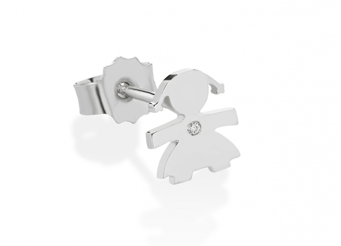 Le Bebè - 18K White Gold 1 Girl Earring with diamond