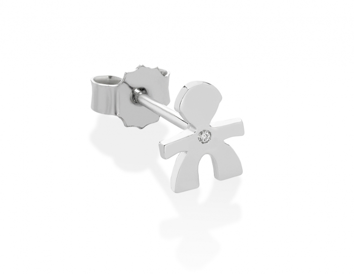 Le Bebè - 18K White Gold 1 Boy Earring with diamond