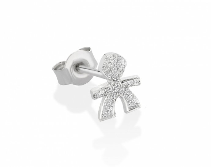 Le Bebè - 18K White Gold 1 Boy Earring with diamonds