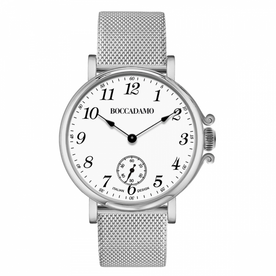 Orologio Boccadamo con quadrante bianco, indici in numeri arabi e contasecondi PR001A