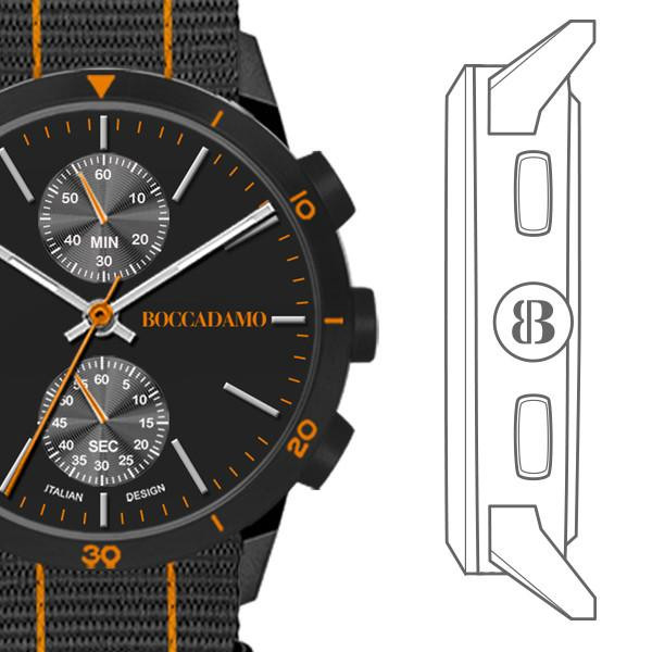 Orologio Boccadamo crono con quadrante nero e cinturino in nylon NV013