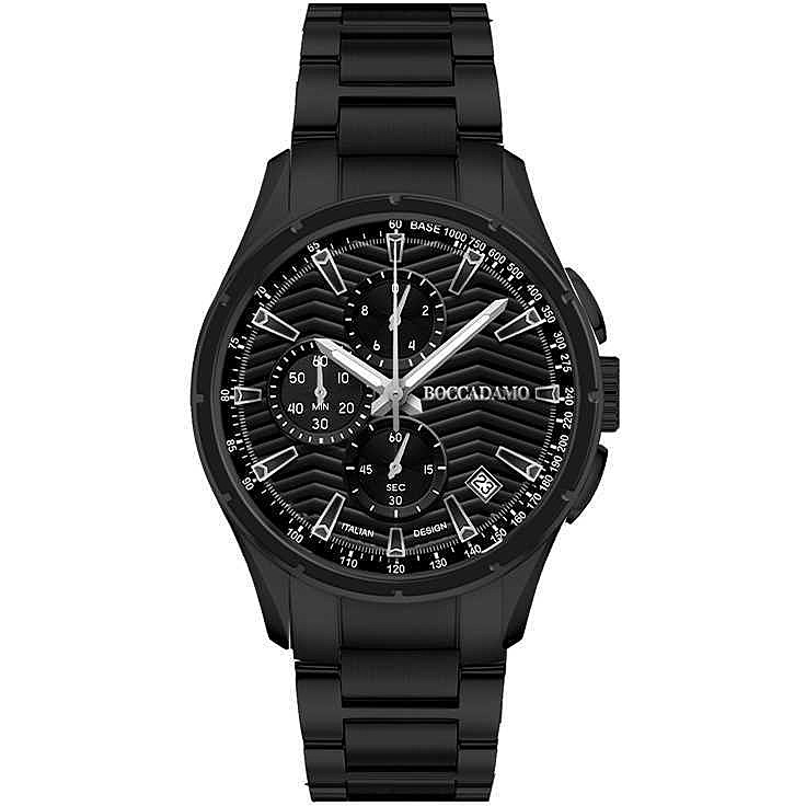 Orologio Boccadamo cronografo in acciaio black con quadrante e contatori black ed ardiglione in acciaio AG005