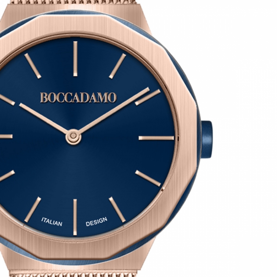 Orologio Boccadamo due lancette placcato oro rosa con quadrante blu IC004