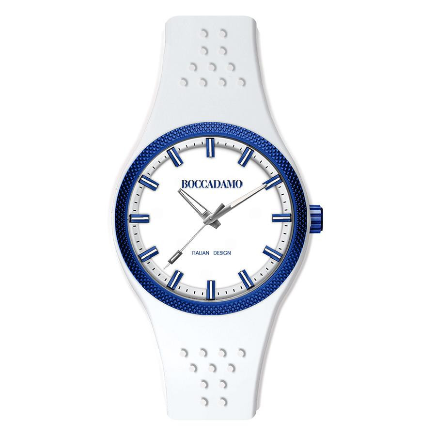 Orologio Boccadamo in silicone bianco con ghiera blu CF014