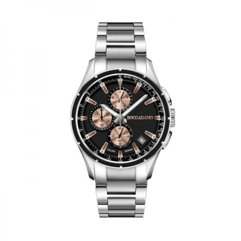 Orologio Boccadamo serie Aggresive Cronografo in acciaio con quadrante nero