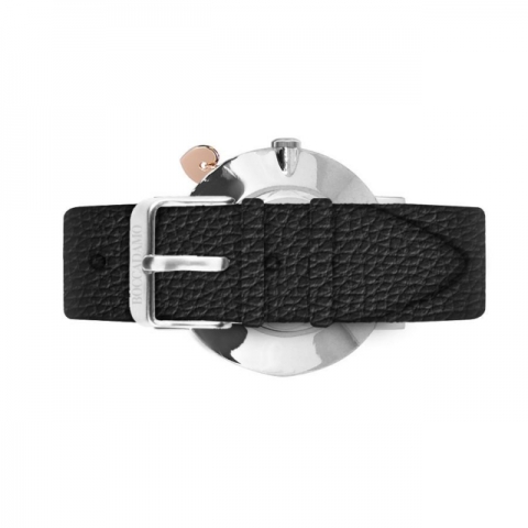 Orologio Boccadamo serie Mya con cinturino in pelle nera, cassa in Swarovski e charm laterale