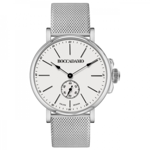 Orologio Boccadamo serie Prince con quadrante bianco e maglia Milano silver
