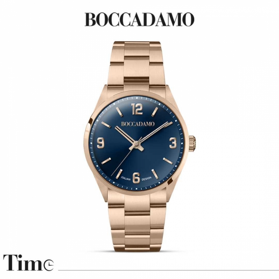 Orologio Boccadamo solo tempo placcato oro rosa con quadrante blu MT004