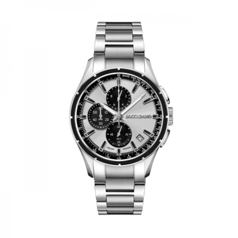 Orologio Boccadamo Uomo serie Aggresive Cronografo in acciaio con quadrante silver