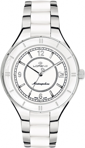 Orologio Lorenz Montenapoleone acciaio e ceramica bianca ref. 26860AA