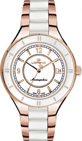 Orologio Lorenz Montenapoleone acciaio e ceramica bianca ref. 26862AA