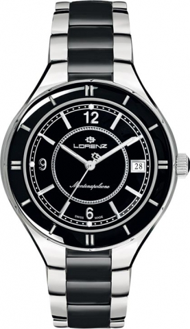 Orologio Lorenz Montenapoleone acciaio e ceramica nera ref. 26861AA