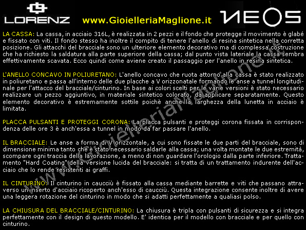 Orologio Lorenz Neos 25719AA quadrante nero cassa acciaio e cinturino in caucciù