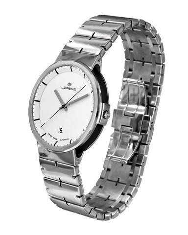 Orologio Lorenz Neos Automatico Unisex 25724AA quadrante bianco cassa e bracciale in acciaio