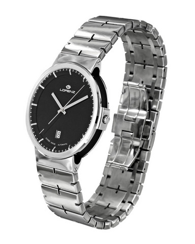 Orologio Lorenz Neos Automatico Unisex 25724BB quadrante nero cassa e bracciale in acciaio