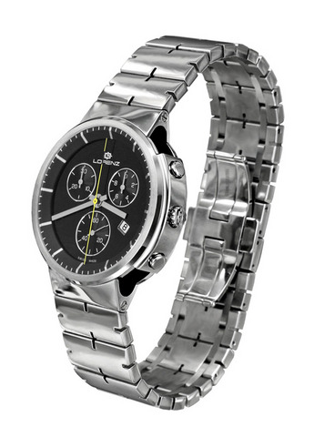 Orologio Lorenz Neos Chrono Unisex 25722CC quadrante nero cassa e bracciale in acciaio