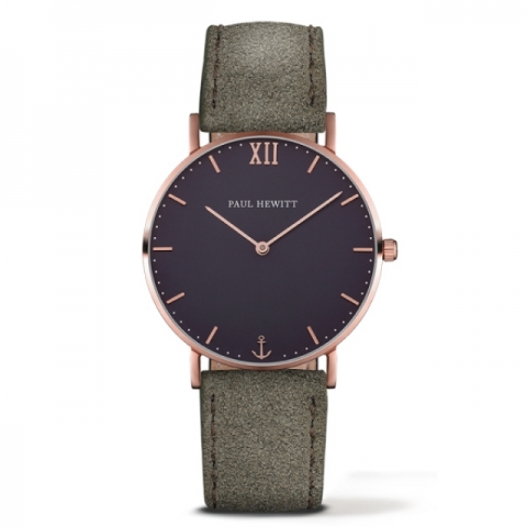Orologio Paul Hewitt Sailor Line ip Oro Rosa quadrante Blue Lagoon cinturino verde oliva