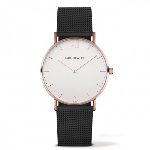 Orologio Paul Hewitt Sailore Line ip Oro Rosa quadrante White Sand bracciale nero