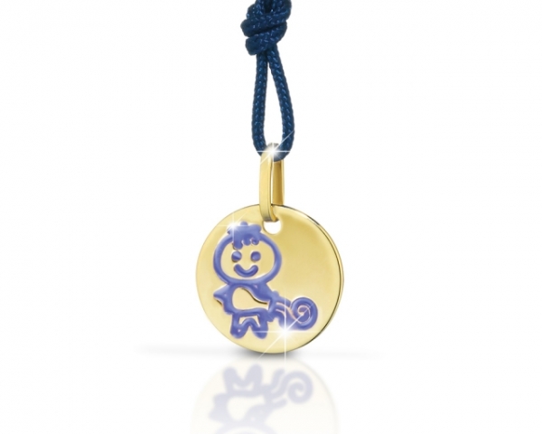 Le Bebè - 9k Yellow Gold Pendant with boy and girl