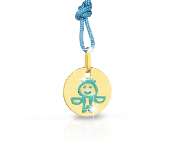 Le Bebè - 9k Yellow Gold Pendant with boy and girl