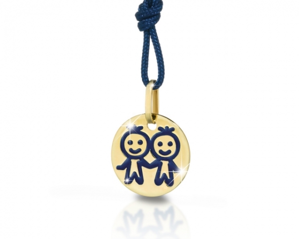 Le Bebè - 9k Yellow Gold Pendant with boy and girl