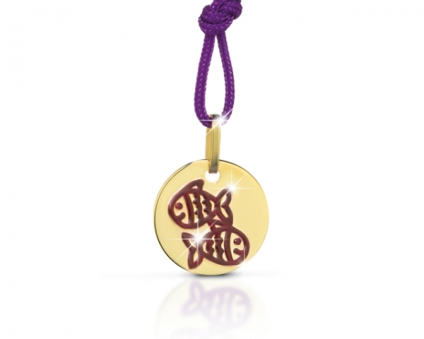 Pendente Le Bebè - Primegioie - zodiaco Pesci in oro giallo e smalto