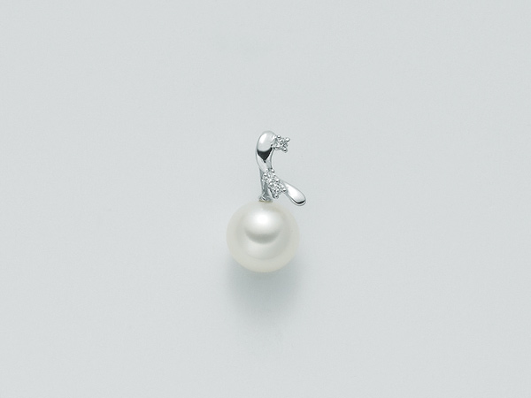 Pendente Miluna con Perla portafortuna e diamanti 0.021ct in oro bianco 18kt PPF302